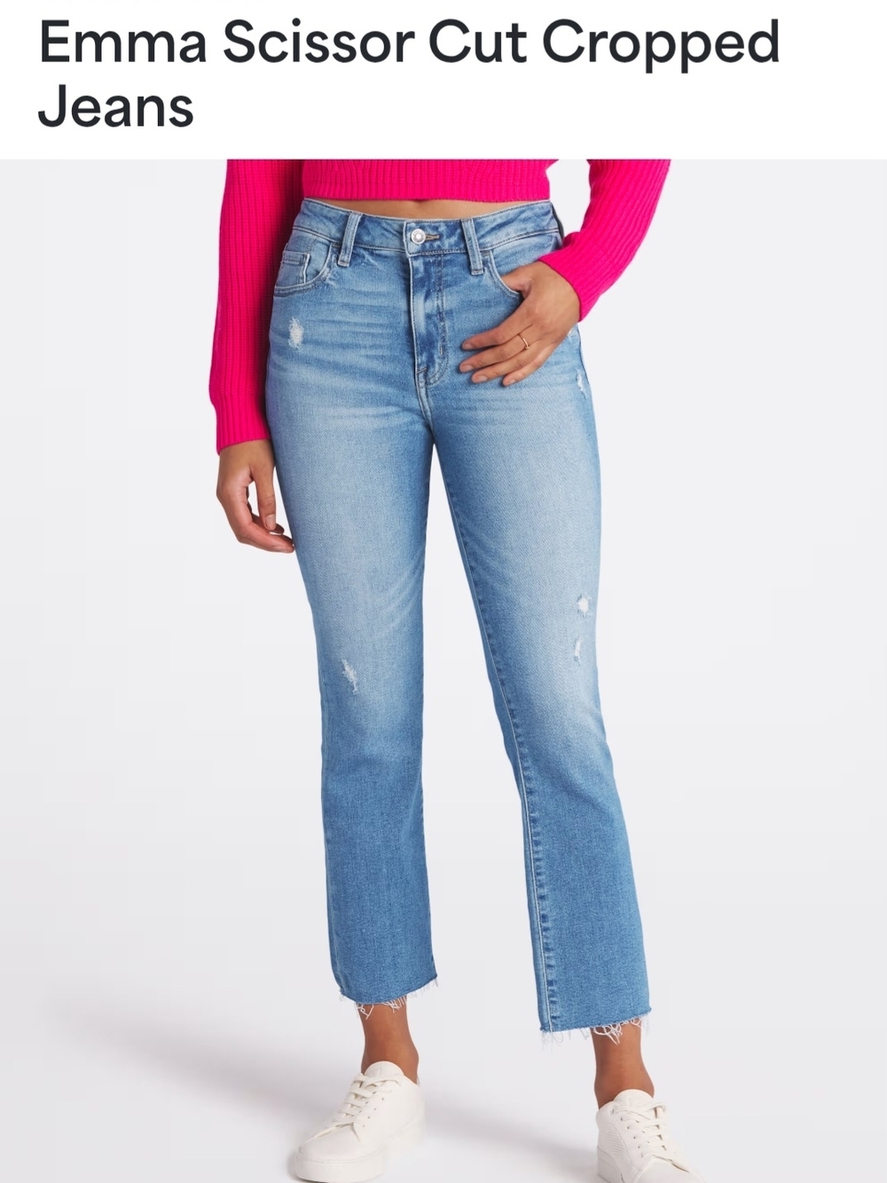 High-Rise Cropped Scissor-Hem Jeans in Light Blue
